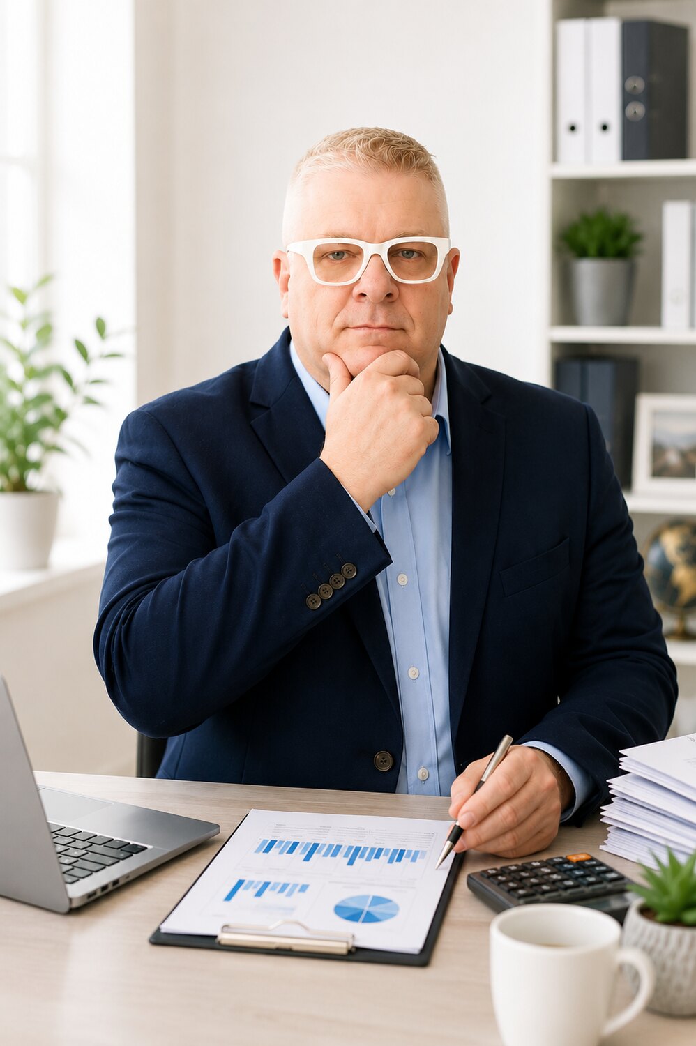 Brian, founder of Giesler-Tran Bookkeeping, reviewing financials