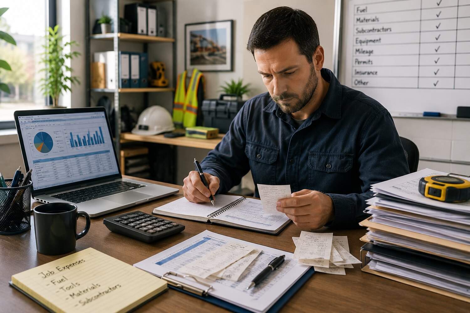 A service business tracking job costs and cash flow