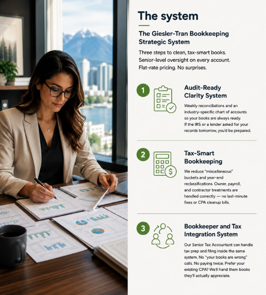 Senior-level review of monthly bookkeeping