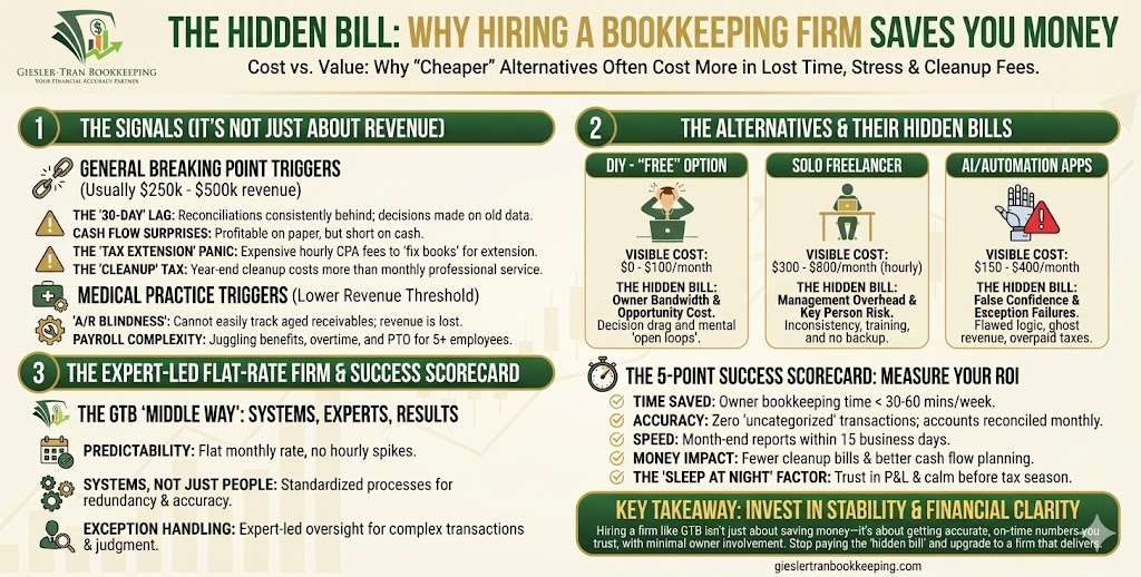 Hiring a Bookkeeping Firm: Cost vs. Value Illustration