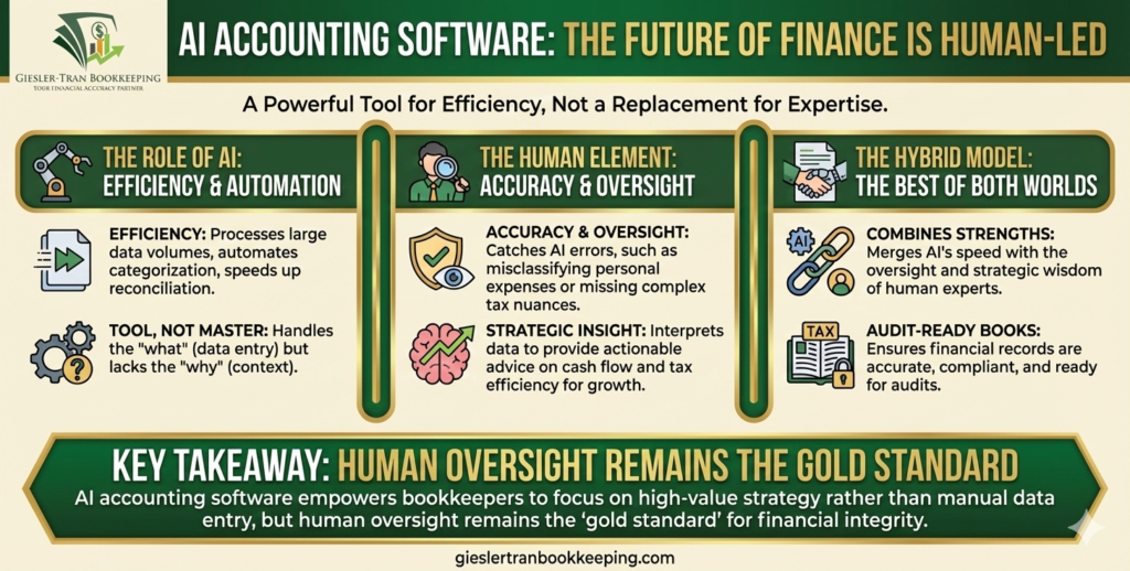 AI Accounting Software: Tool vs. Replacement Infographic