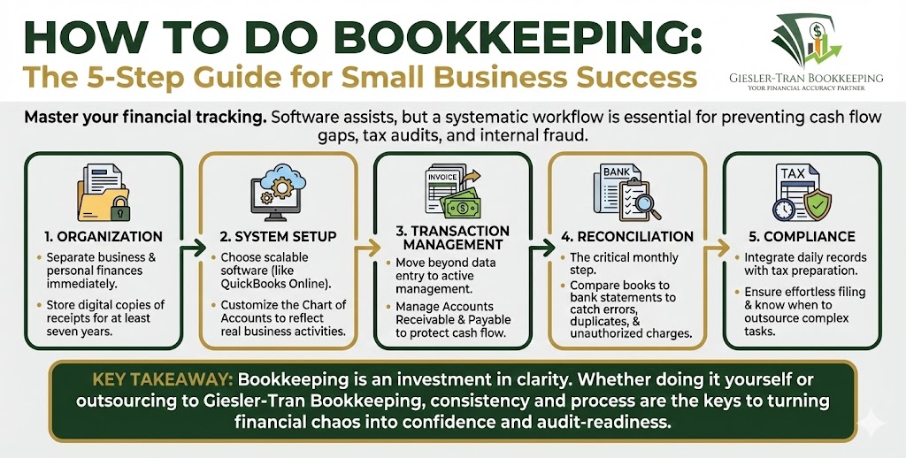 How to Do Bookkeeping: A 5-Step Expert Guide Illustration