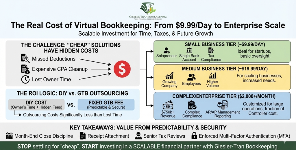Cost of Virtual Bookkeeping: Scalable Rates & ROI Guide Illustration