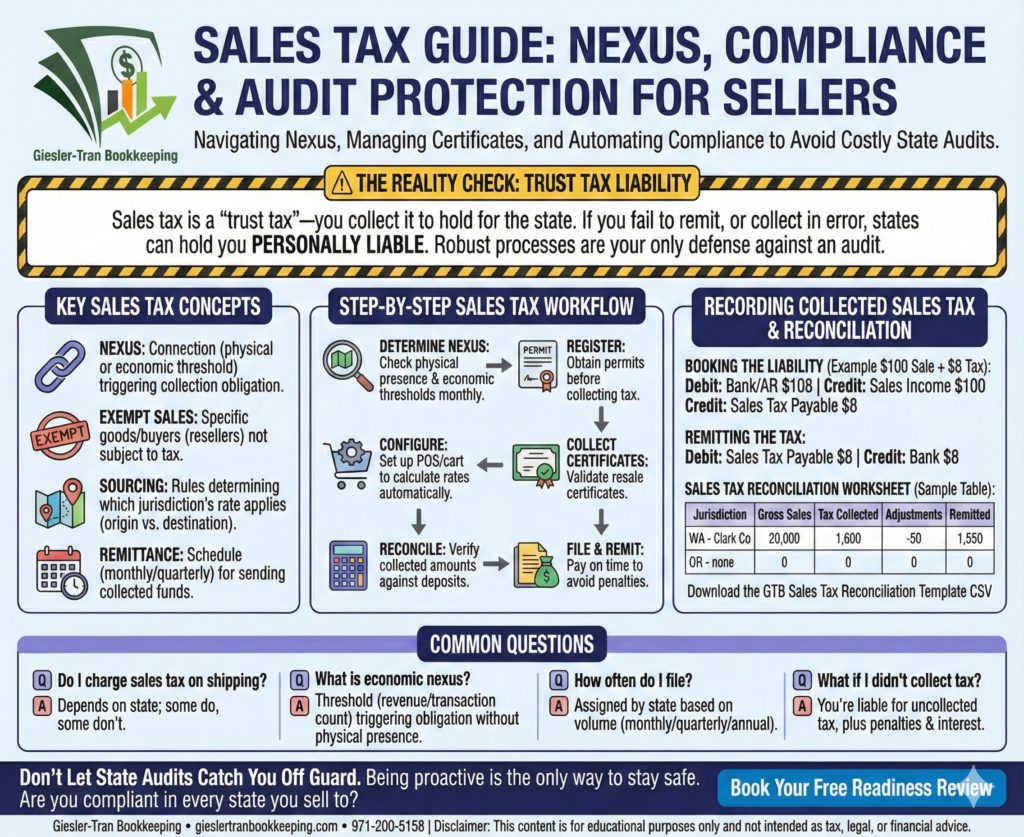 Sales Tax Guide: Nexus, Compliance & Audits Illustration