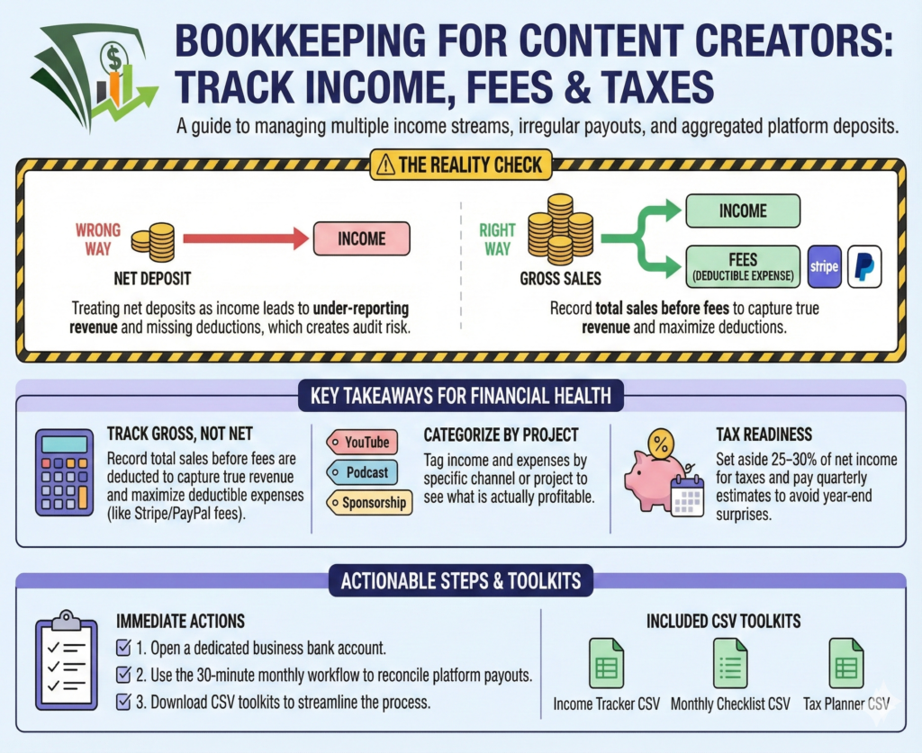 Bookkeeping for Content Creators: Income & Tax Guide Illustration