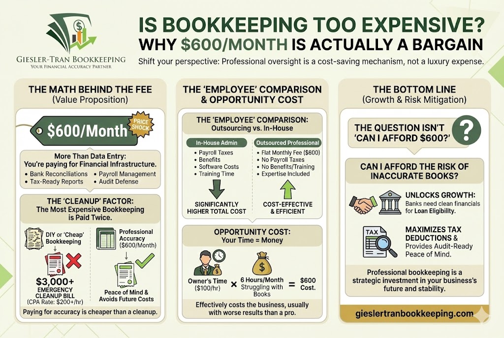 Is Bookkeeping Too Expensive? The True Cost of DIY Infographic