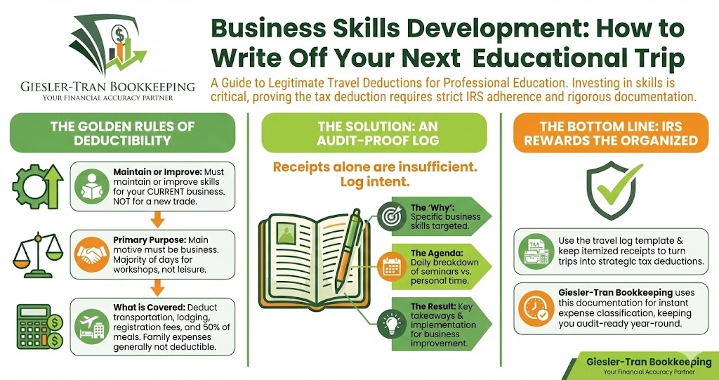 Business Skills Development: Deducting Travel Expenses Infographic
