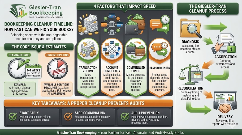Bookkeeping Cleanup Timeline: How Fast Can We Fix It? Infographic