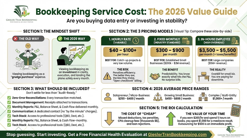 Bookkeeping Service Cost: Prices, Inclusions & Value Infographic