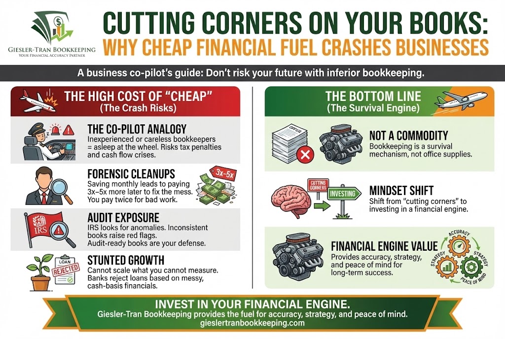 Cutting Corners in Bookkeeping: The High Cost of Cheap Infographic