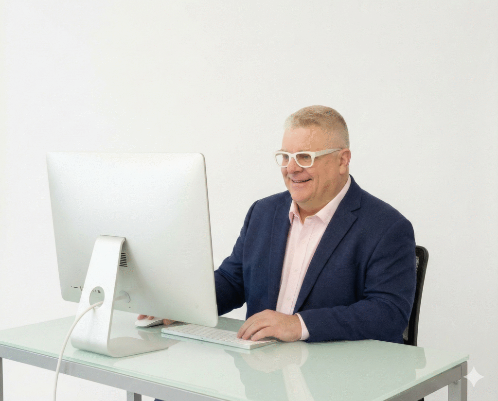 Brian preparing audit-ready chart of accounts on computer