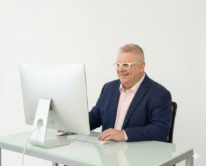 Brian preparing audit-ready chart of accounts on computer