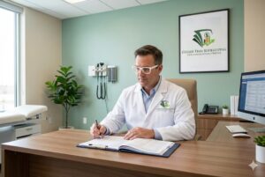 Scaling a private practice. A medical professional checking medical charts.