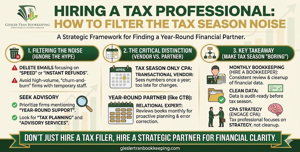 Hiring a Tax Professional: Beyond the Inbox Flood Infographic