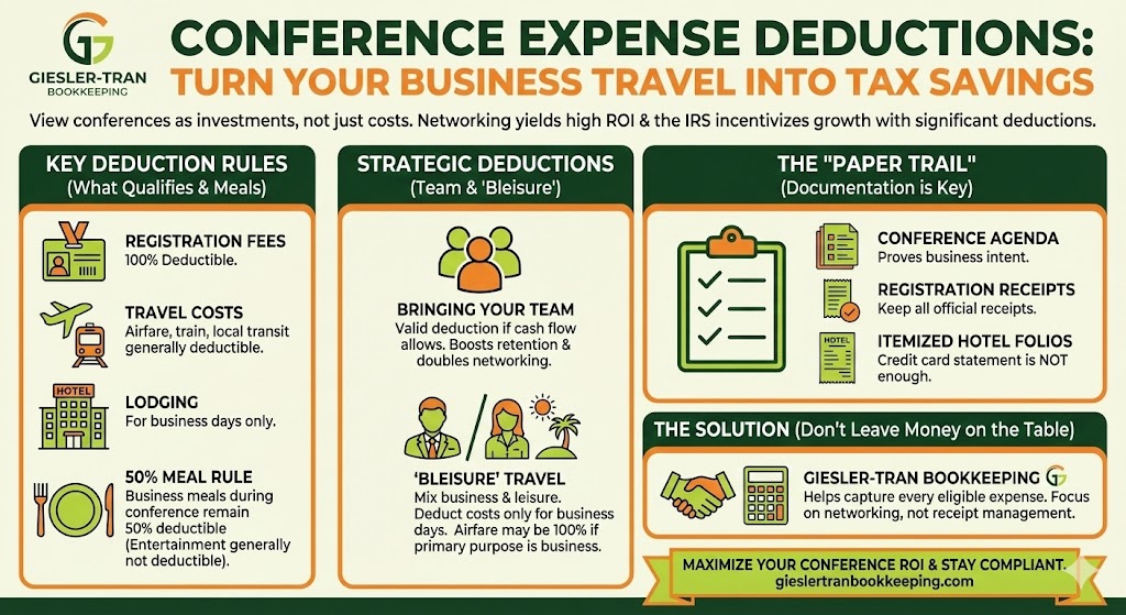 Conference Expense Deductions: Maximize Business Travel Infographic