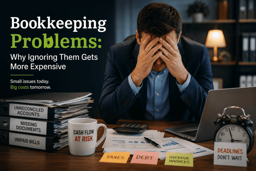 Bookkeeping problems affecting small business finances and cash flow