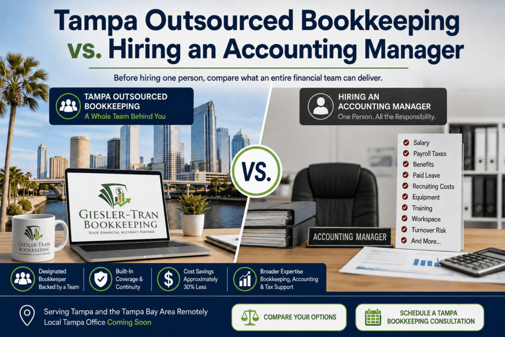 Tampa outsourced bookkeeping compared with hiring an accounting manager