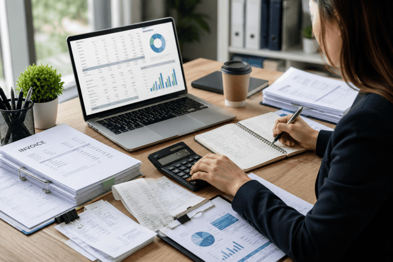 Bookkeeping part of accounting with organized financial records and accounting reports
