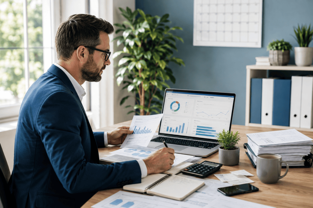 QuickBooks for small business accounting dashboard with bookkeeping reports, invoices, payroll, and financial analytics.