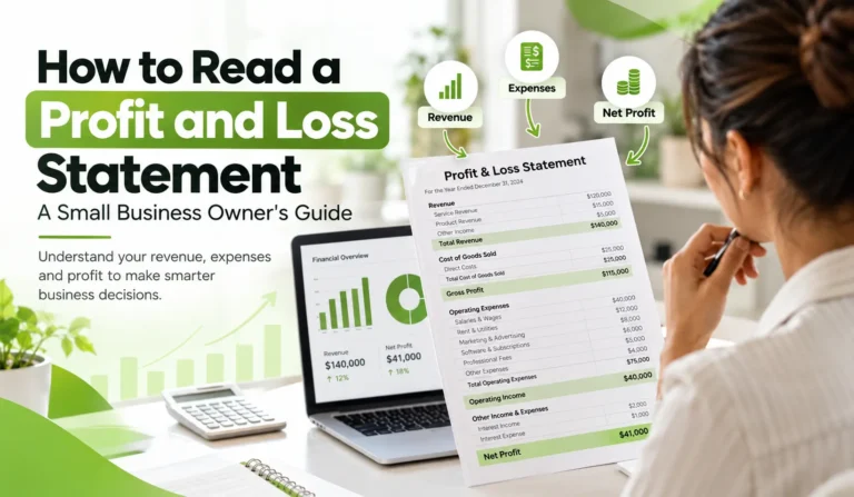 How to read a profit and loss statement showing revenue, expenses, and net profit for small business owners.